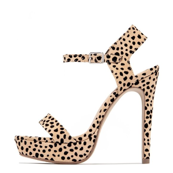 NEW🔥 Cheetah Open Toe Stiletto High Heel Platform Sandals Mary-Jane Ankle Strap - Picture 3 of 5